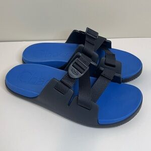 Chaco ⛰️ Chillos Adjustable Buckle Slides Sandals  Black Blue 6